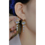Cat Eye Fortune Peace Lock Drop Earrings