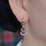 Cat-Eye Ginkgo Leaf Stud Earrings