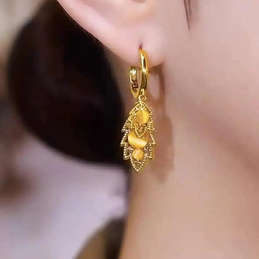 Cat Eye Leaf Earrings