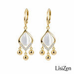 Cat Eye Tassel Drop Earrings