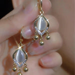 Cat Eye Tassel Drop Earrings