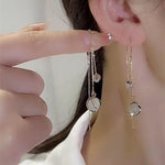 Cat Eye Tassel Long Drop Earrings