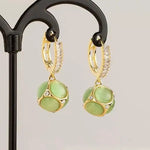 Cat Eye Teardrop Hoop Earrings