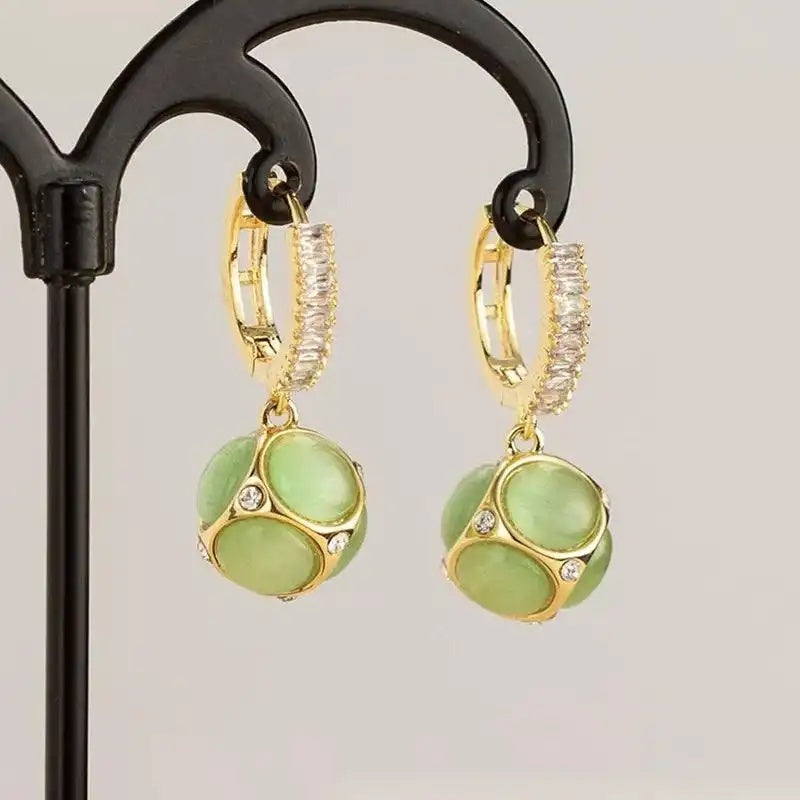 Cat Eye Teardrop Hoop Earrings