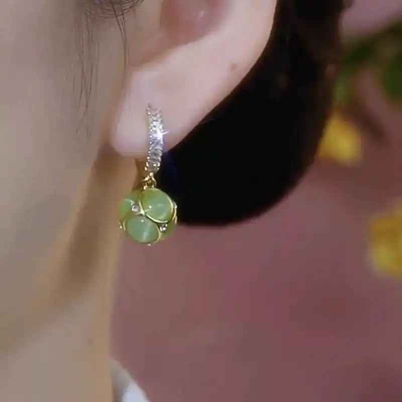 Cat Eye Teardrop Hoop Earrings