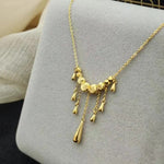 Cat Eye Teardrop Tassel Pendant Necklace