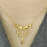 Cat Eye Teardrop Tassel Pendant Necklace