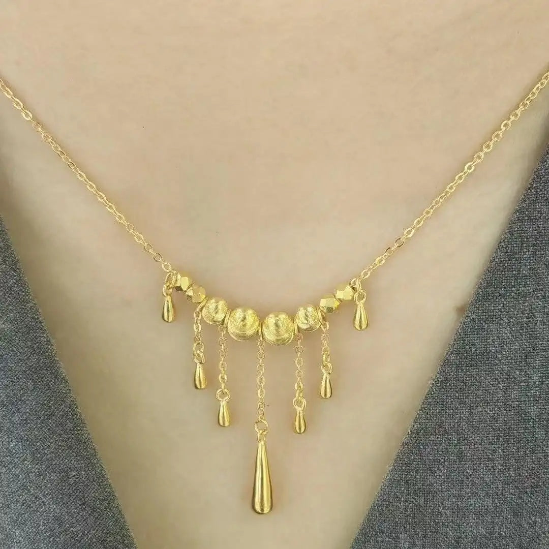 Cat Eye Teardrop Tassel Pendant Necklace