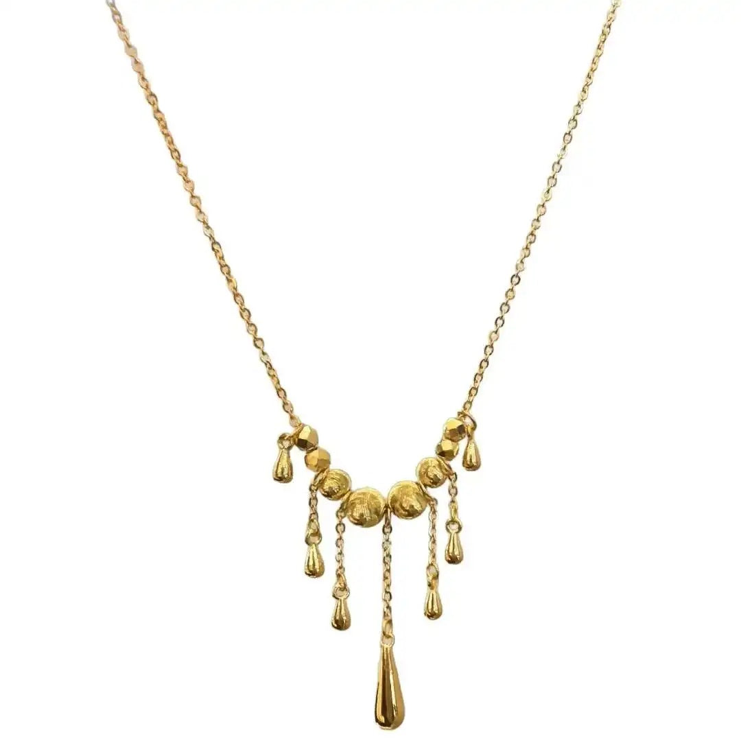 Cat Eye Teardrop Tassel Pendant Necklace