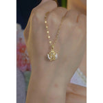 Cat Eye Tulip Flower Pendant Necklace