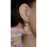 Cat Eye Wheat Ear Lotus Earrings