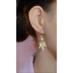 Cat Eye Wheat Ear Lotus Earrings