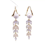 Cat Eye Wheat Tassel Clip Drop Earrings