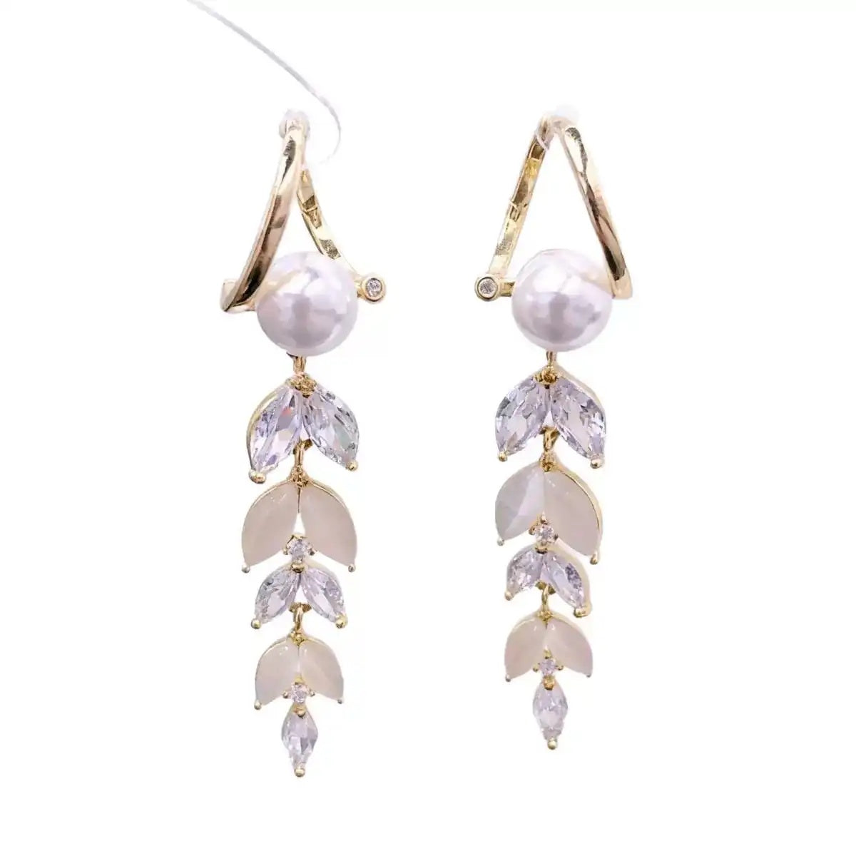 Cat Eye Wheat Tassel Clip Drop Earrings