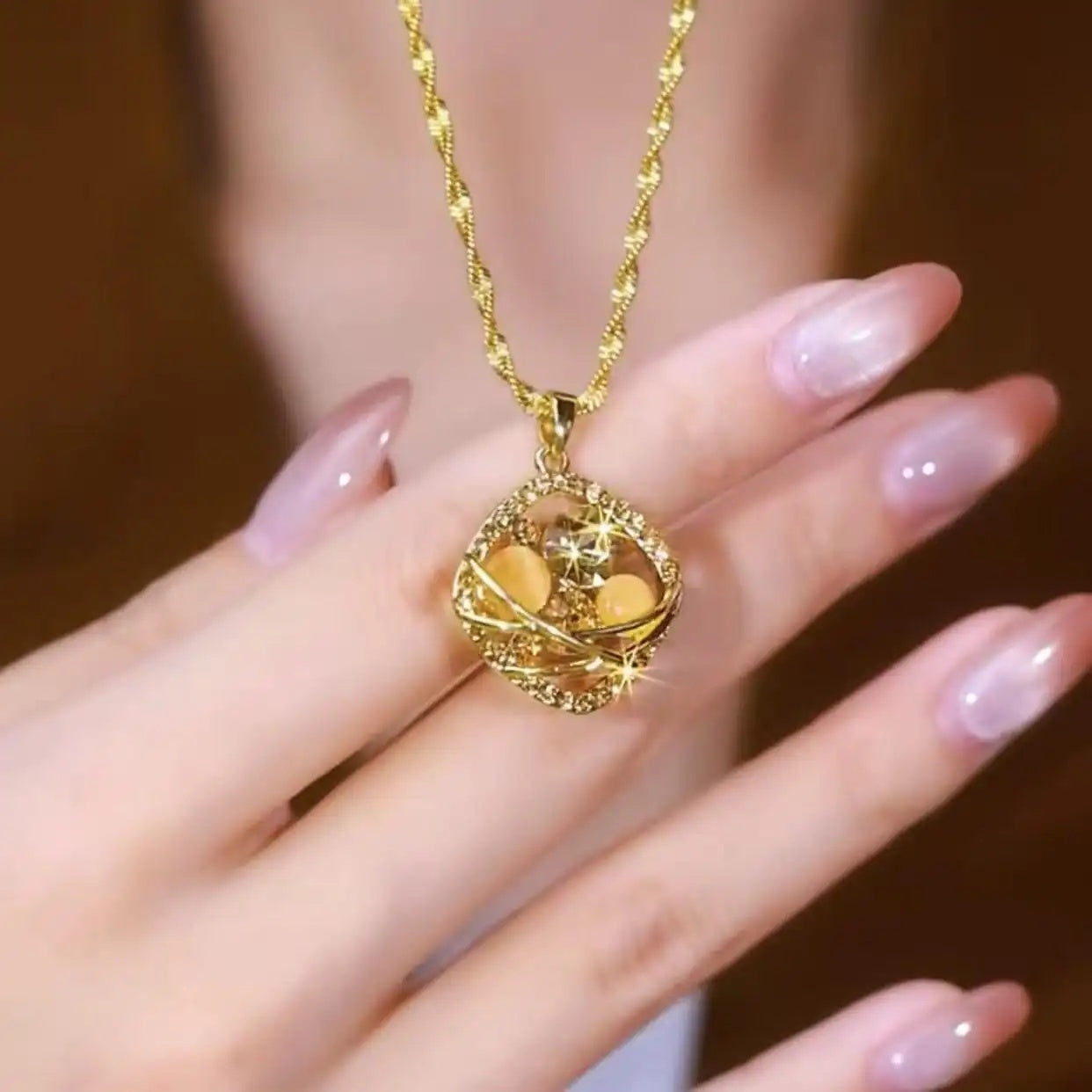 Champagne Cat Eye Necklace