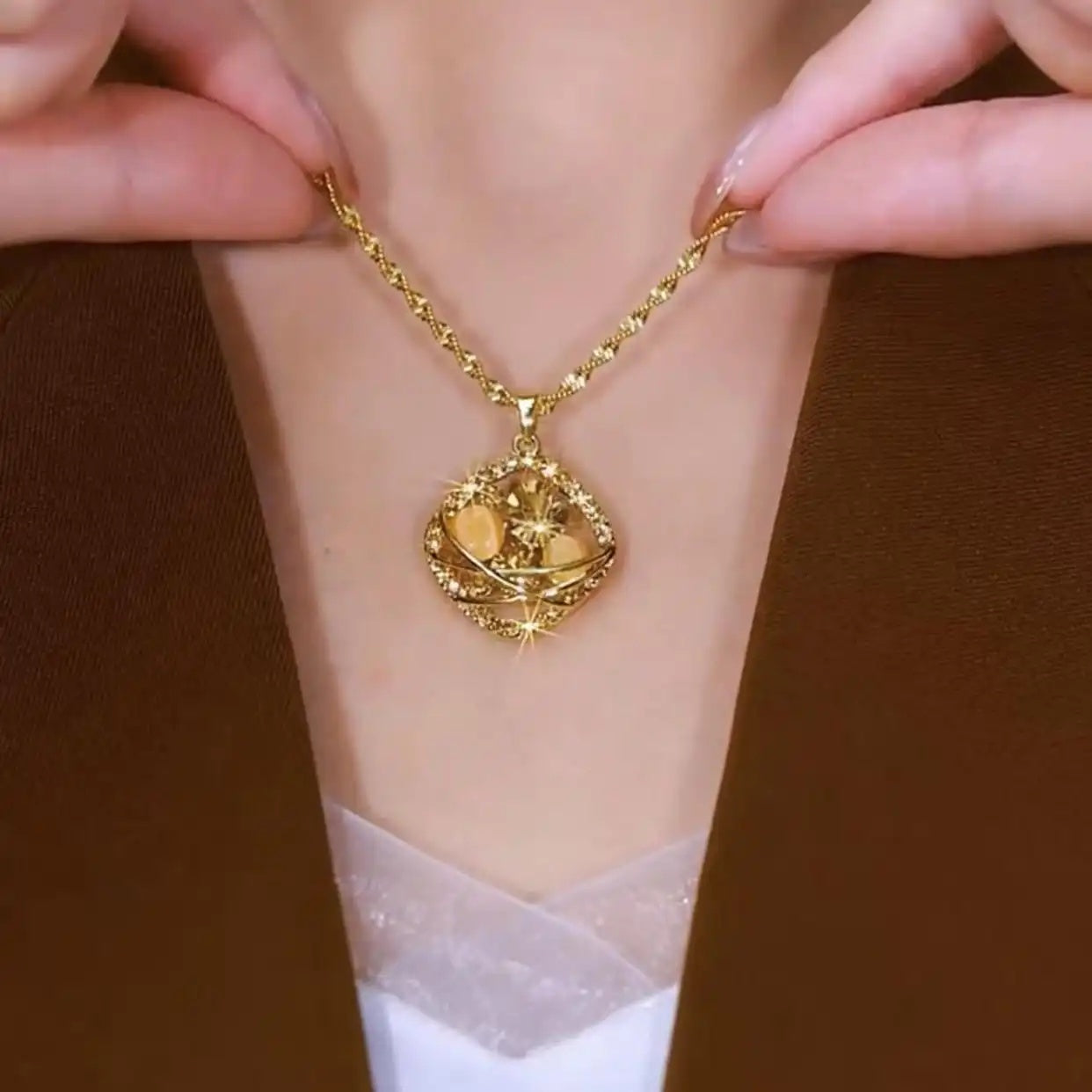 Champagne Cat Eye Necklace