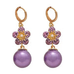 Champagne Flower Crystal Floral Hoop Earrings
