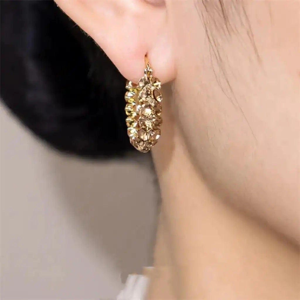 Champagne Gold Circle Stud Earrings