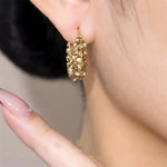 Champagne Gold Circle Stud Earrings