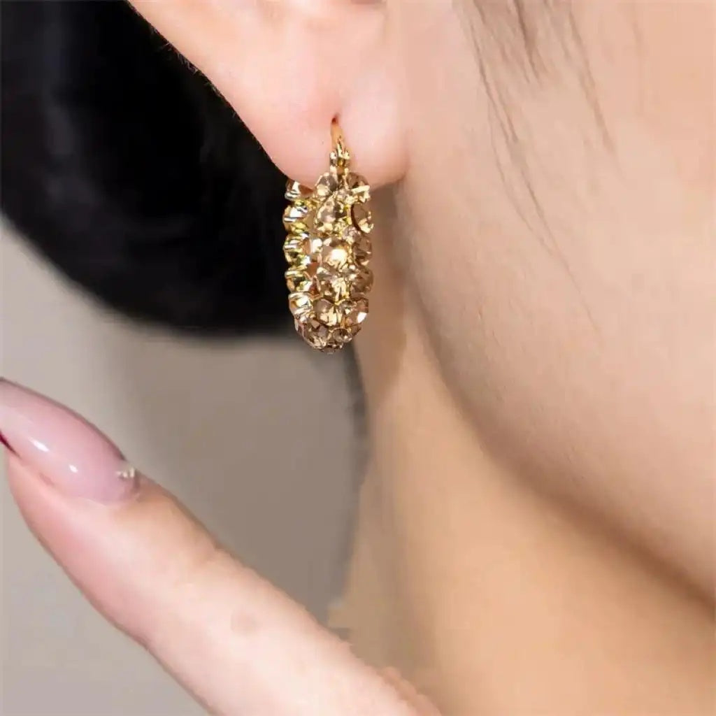 Champagne Gold Circle Stud Earrings