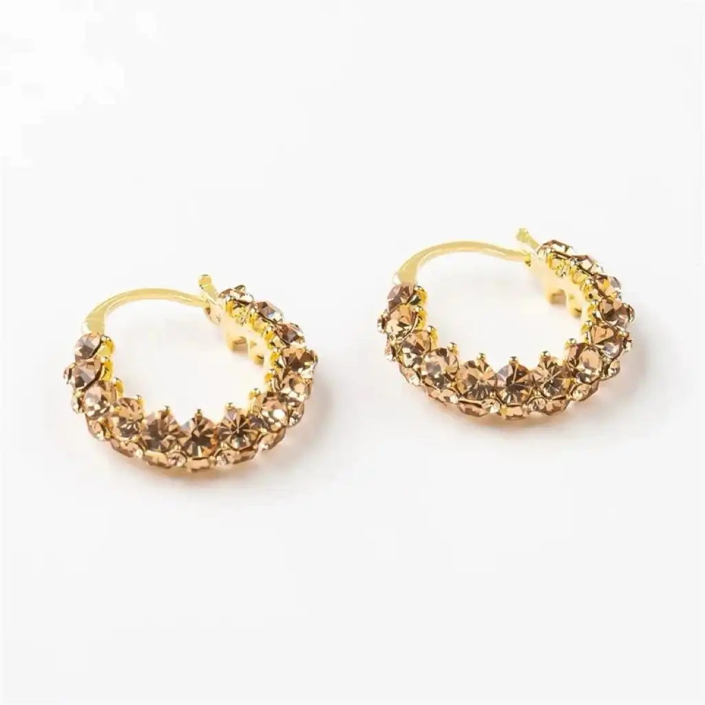 Champagne Gold Circle Stud Earrings