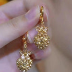 Champagne Gold Heart Flower Clip-On Earrings