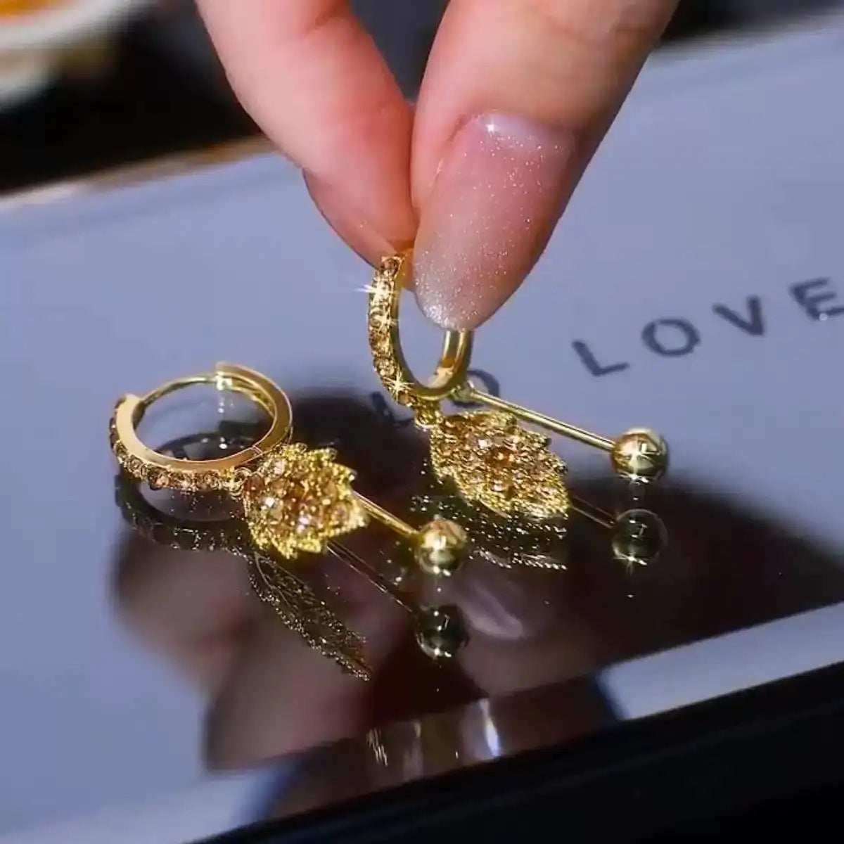 Champagne Gold Leaf Ear Cuffs