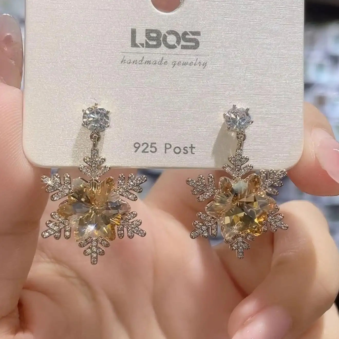 Champagne Gold Snowflake Craft Minimalist Earrings