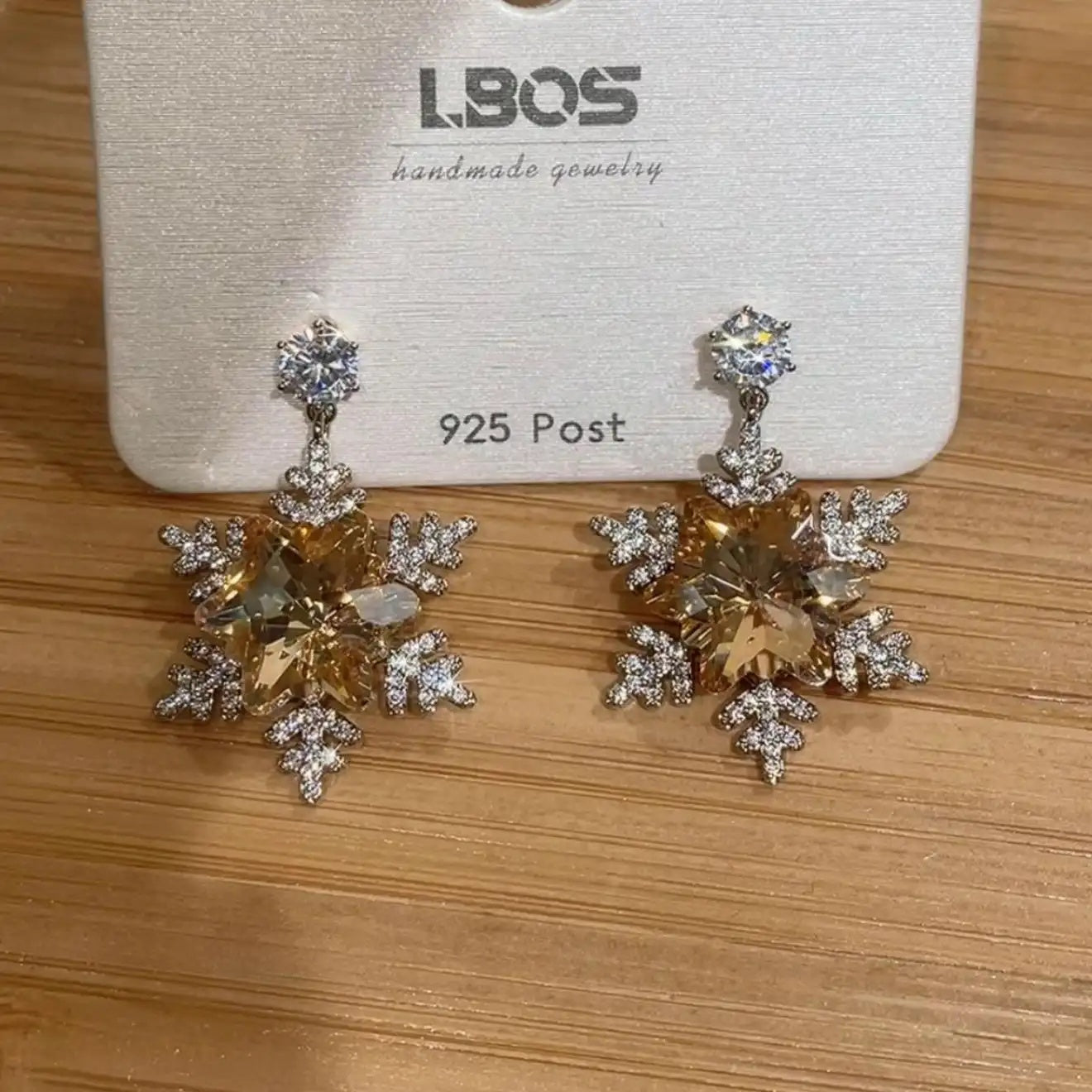 Champagne Gold Snowflake Craft Minimalist Earrings