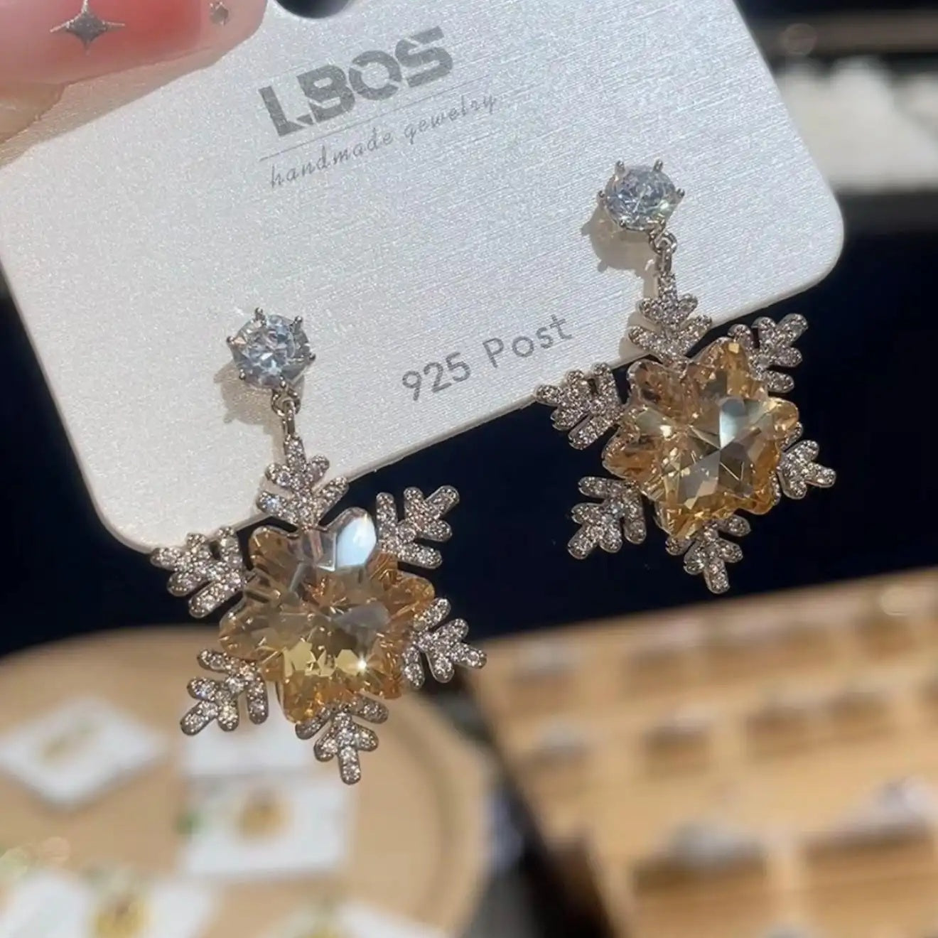 Champagne Gold Snowflake Craft Minimalist Earrings