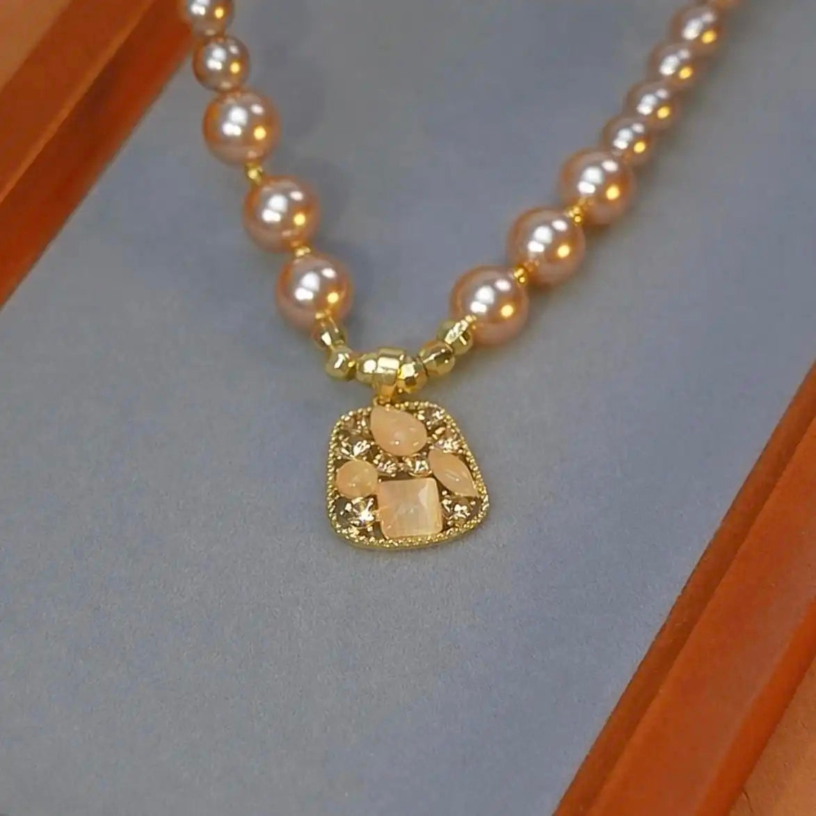 Champagne Pearl Cat Eye Necklace