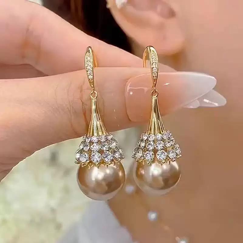 Champagne Pearl Korean Earrings