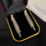 Champagne Pearl Tassel Drop Earrings