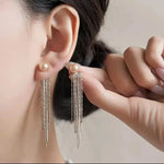 Champagne Pearl Tassel Drop Earrings