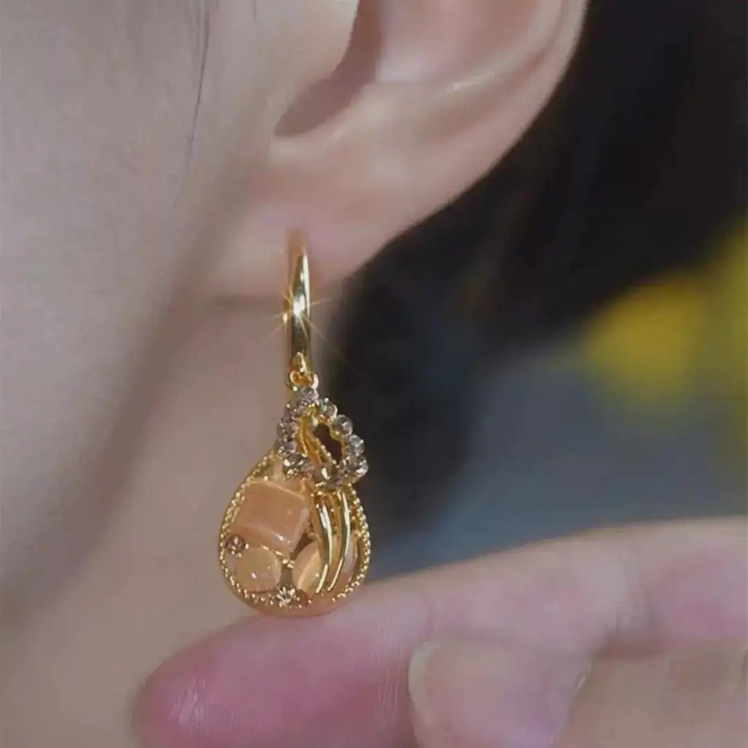 Champagne Teardrop Crystal Drop Earrings
