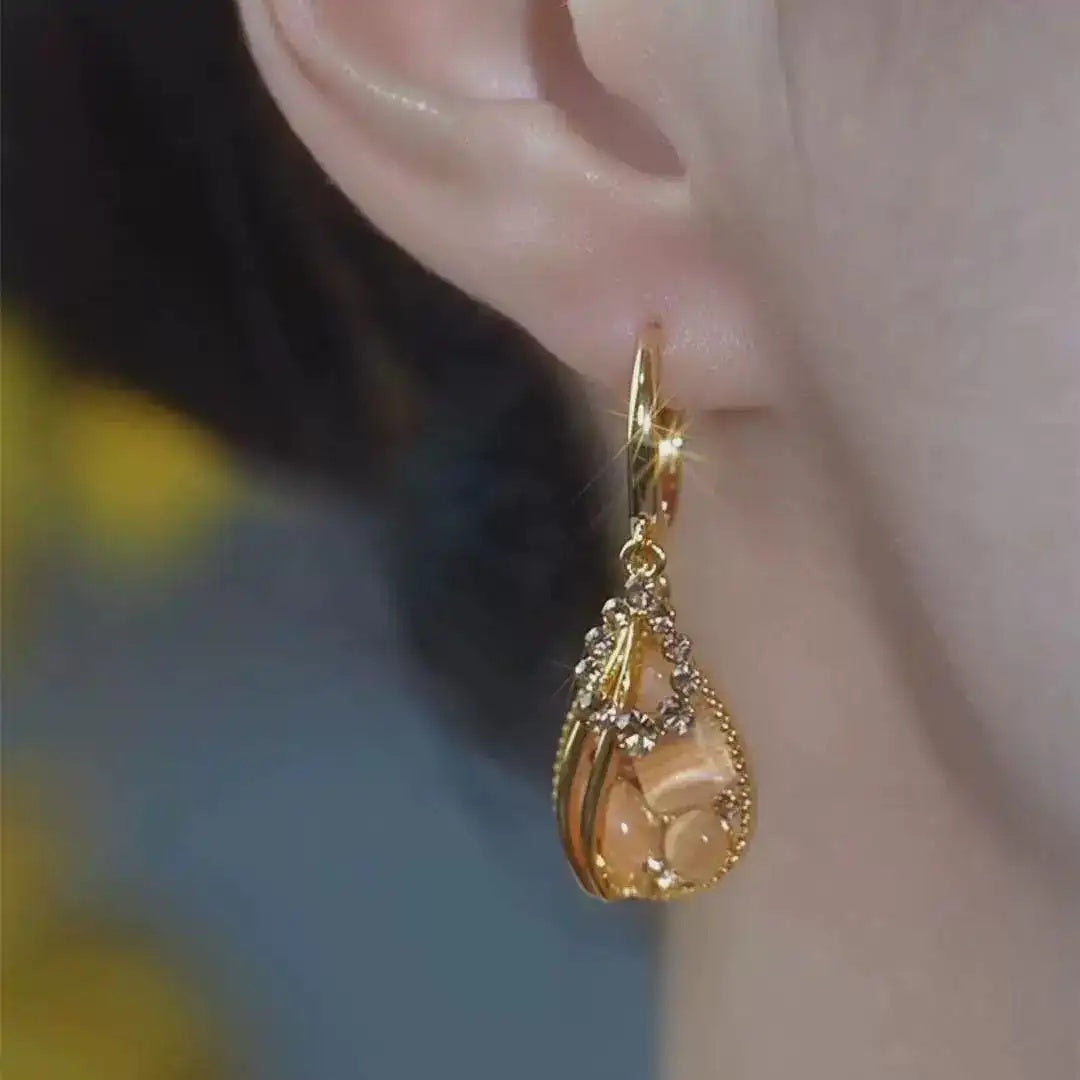 Champagne Teardrop Crystal Drop Earrings