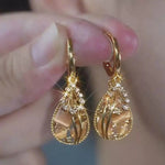 Champagne Teardrop Crystal Drop Earrings