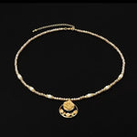 Chinese Brown Circle Pendant Necklace