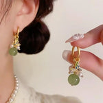Chinese Butterfly Imitation Jade Bead Earrings