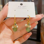 Chinese Butterfly Imitation Jade Bead Earrings