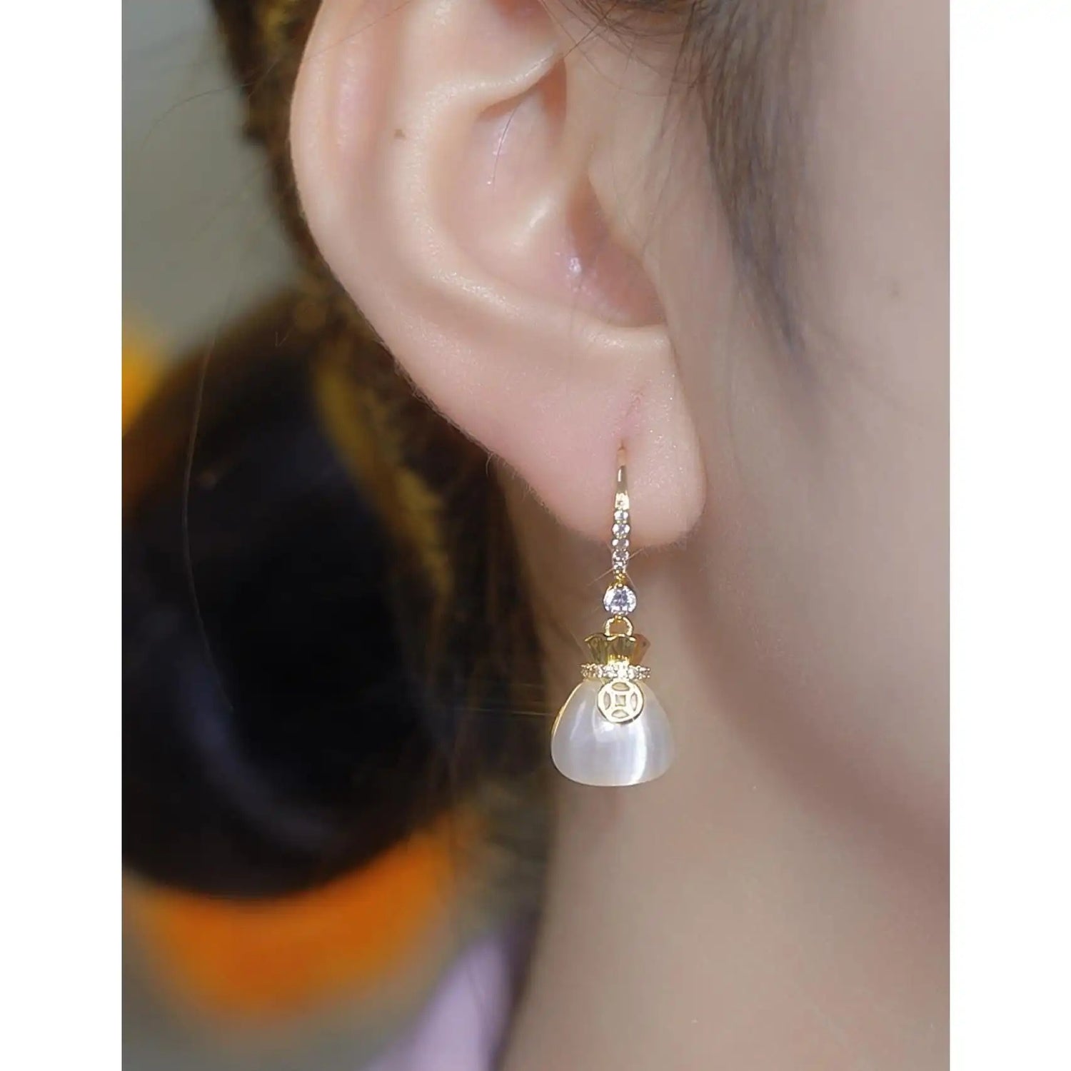 Chinese Coin and Lucky Bag Earrings