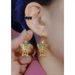 Chinese Enchanting Dream Butterfly Enamel Drop Earrings