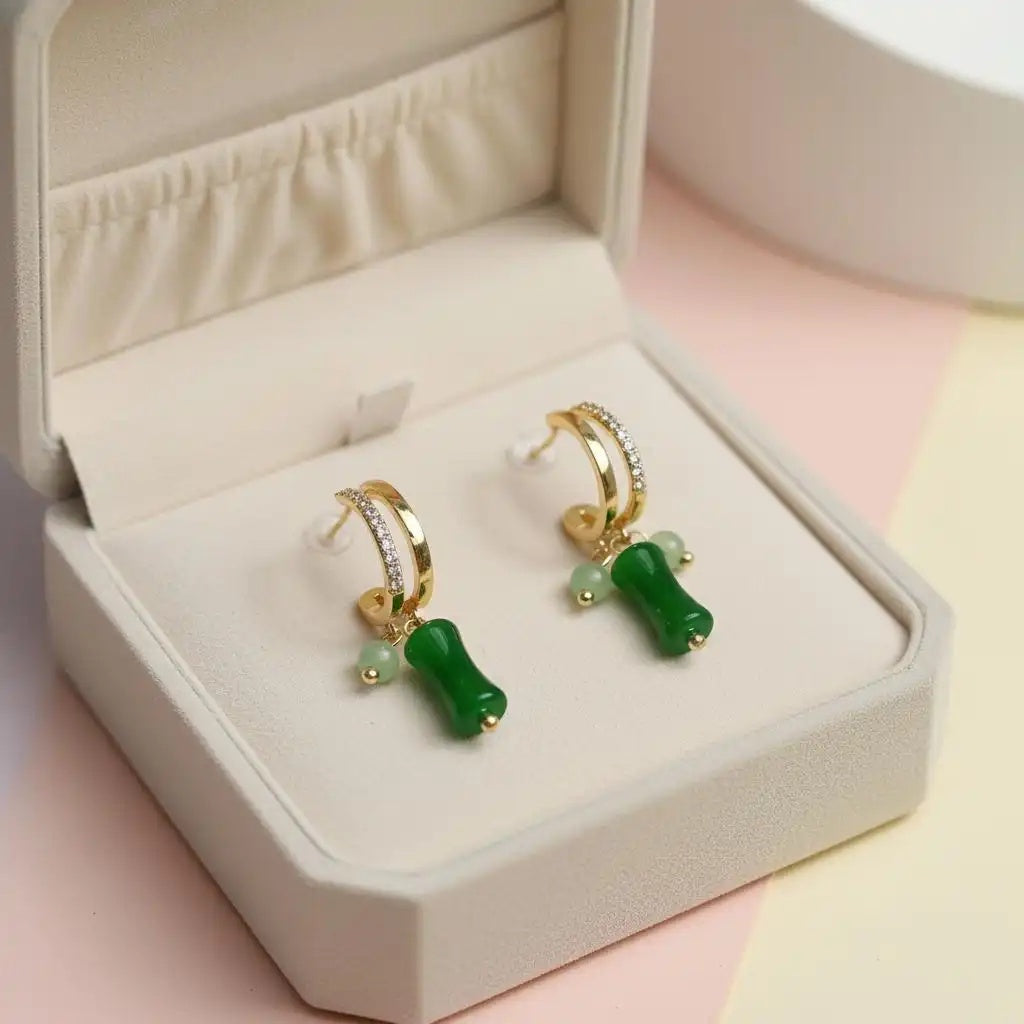 Chinese Green Bamboo Ear Cuffs