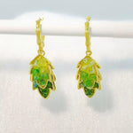 Chinese Green Crystal Leaf Earrings