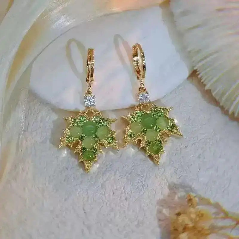 Chinese Green Leaf Ear Cuffs