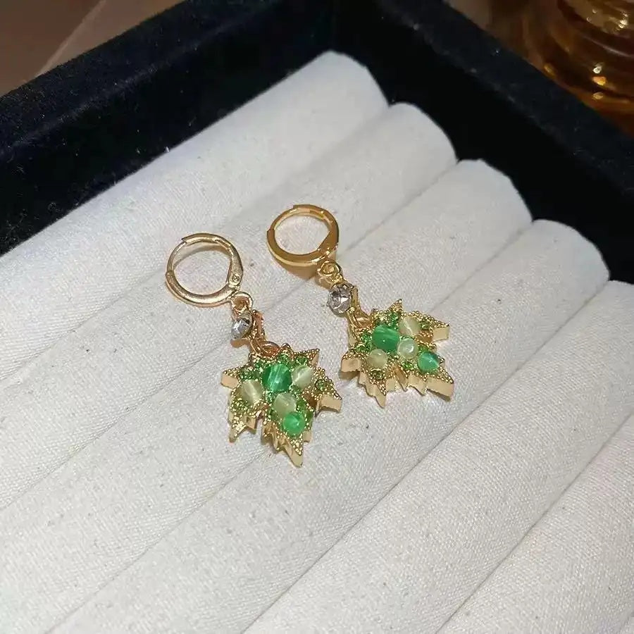 Chinese Green Leaf Ear Cuffs