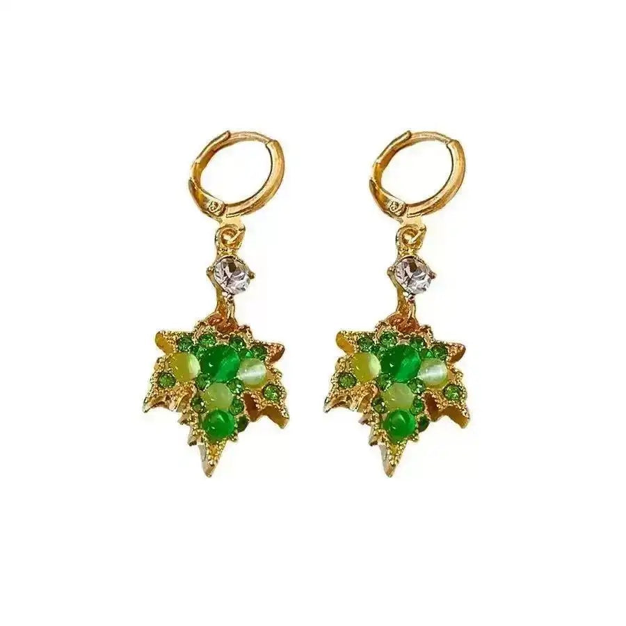 Chinese Green Leaf Ear Cuffs
