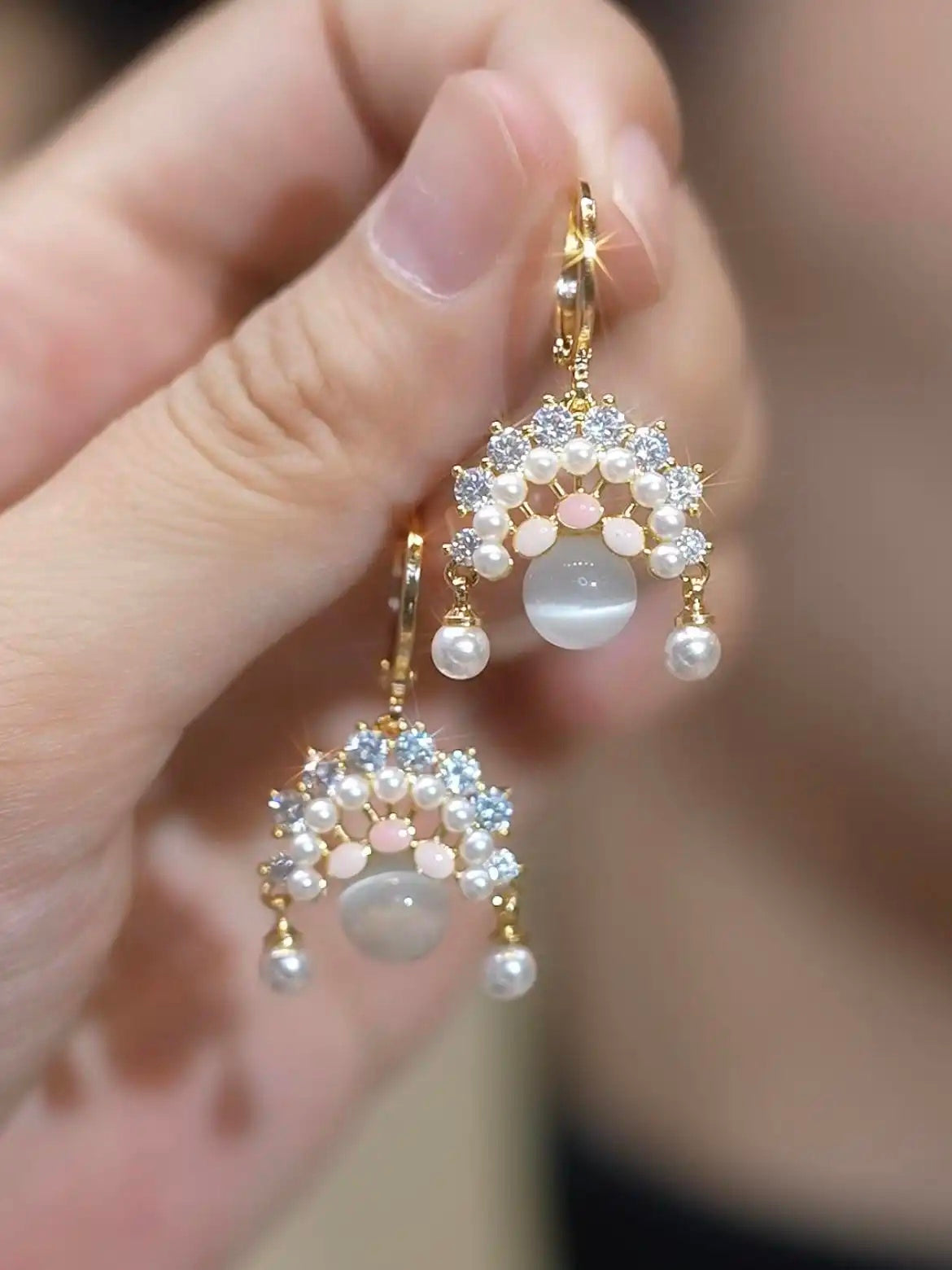 Chinese Opera Beaded Drop Earrings