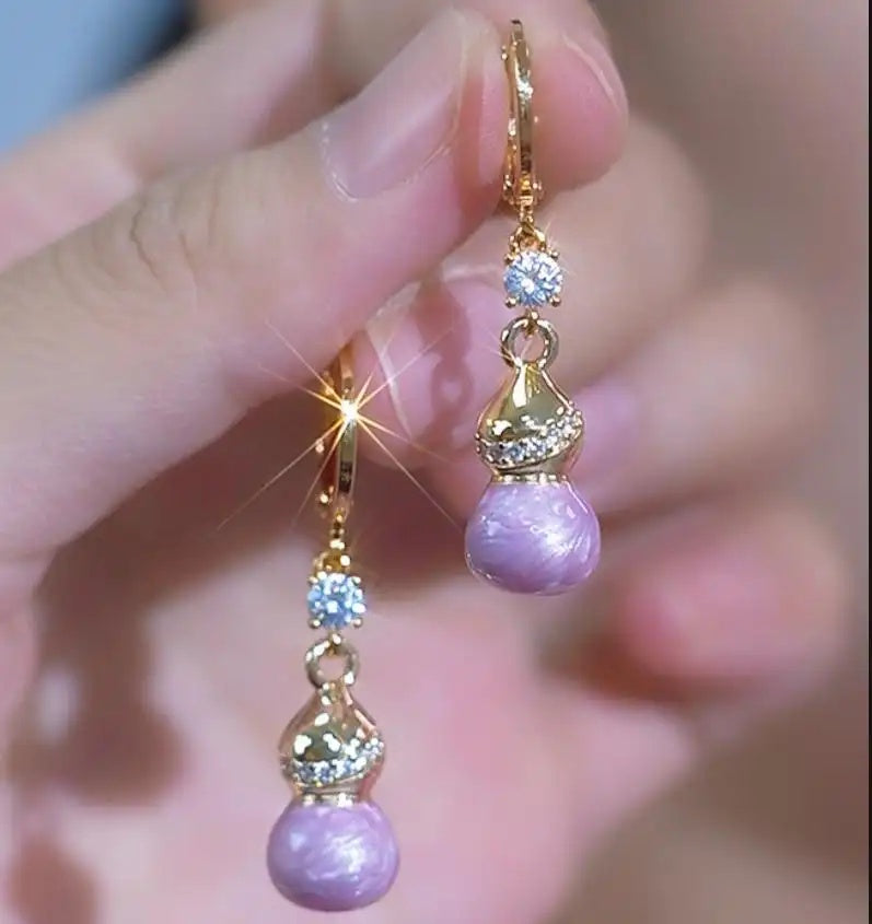 Chinese Purple Dripping Oil Gourd Earrings