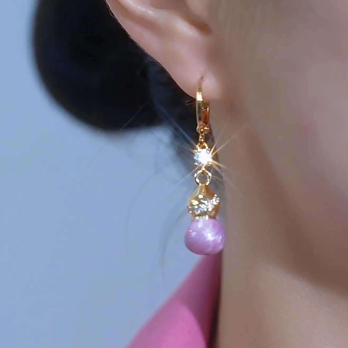 Chinese Purple Dripping Oil Gourd Earrings